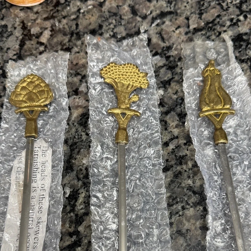 Williams Sonoma vintage brass skewer Set 6 in box NEW